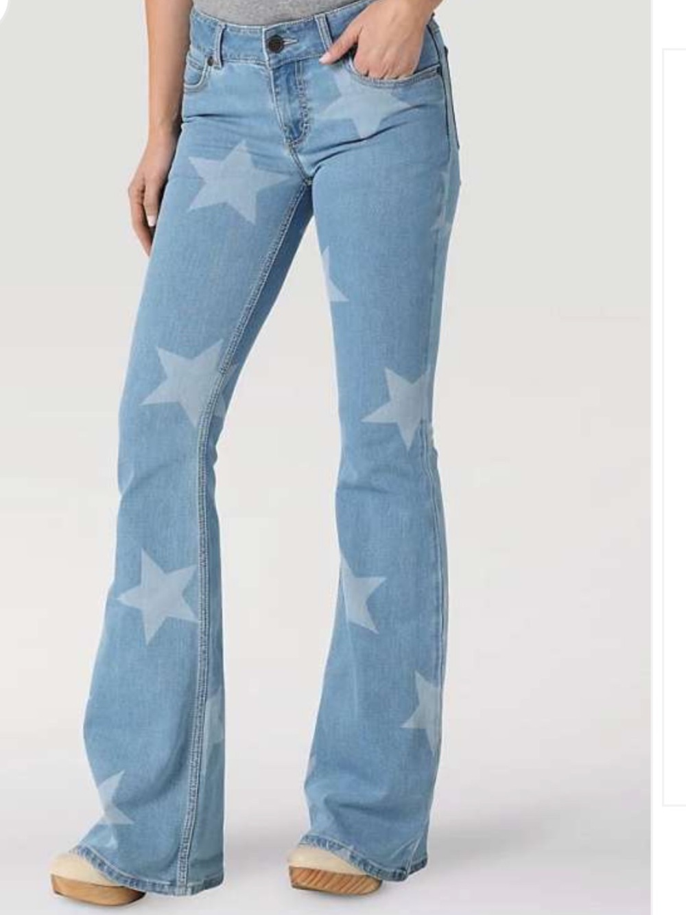 Wrangler Light Blue Star-Print Flare Jeans